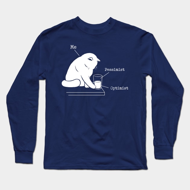 Glass Graphic - Optimist and Pessimist - Funny Cat Long Sleeve T-Shirt by BlancaVidal